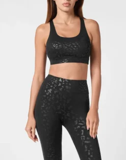 Abbigliamento Sportivo^Plein Sport Black Leopard Sport Bra