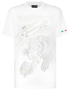 T-shirts^Plein Sport Cotton Dotted Lamina T-shirt Round Neck SS Tiger