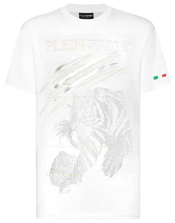 T-shirts^Plein Sport Cotton Dotted Lamina T-shirt Round Neck SS Tiger