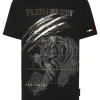 T-shirts^Plein Sport Cotton Dotted Lamina T-shirt Round Neck SS Tiger