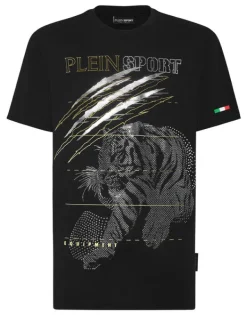 T-shirts^Plein Sport Cotton Dotted Lamina T-shirt Round Neck SS Tiger