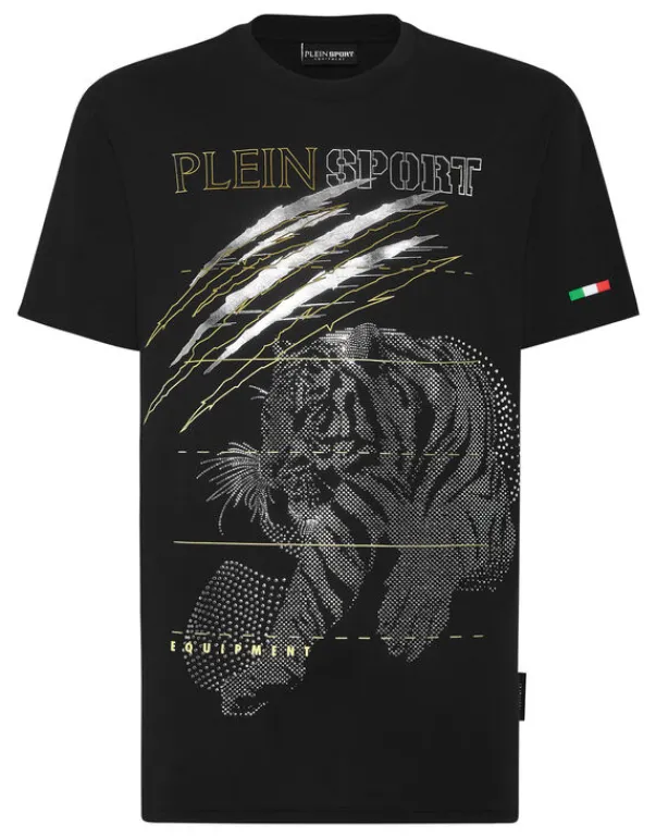 T-shirts^Plein Sport Cotton Dotted Lamina T-shirt Round Neck SS Tiger