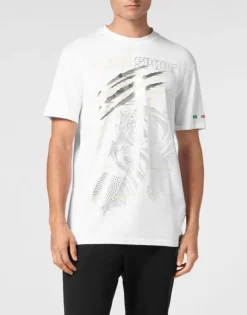 T-shirts^Plein Sport Cotton Dotted Lamina T-shirt Round Neck SS Tiger