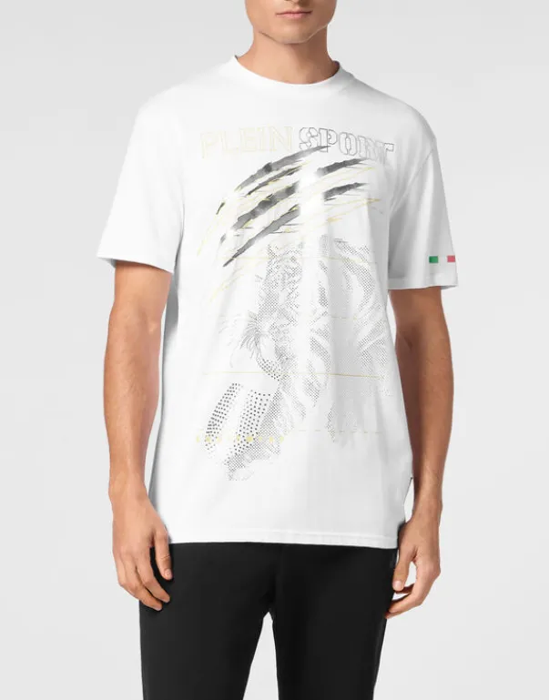 T-shirts^Plein Sport Cotton Dotted Lamina T-shirt Round Neck SS Tiger