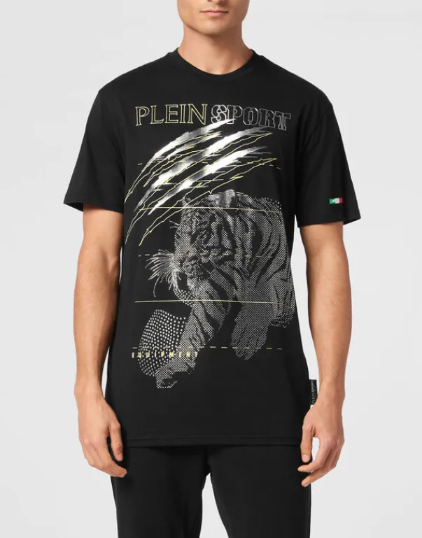 T-shirts^Plein Sport Cotton Dotted Lamina T-shirt Round Neck SS Tiger