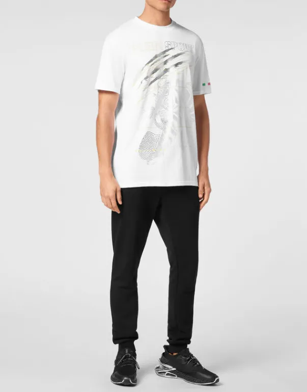 T-shirts^Plein Sport Cotton Dotted Lamina T-shirt Round Neck SS Tiger