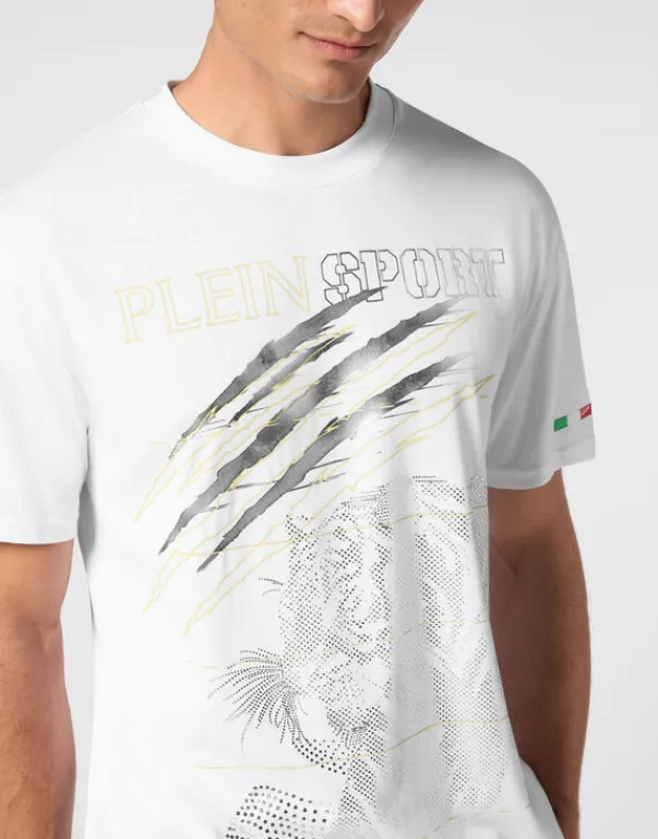 T-shirts^Plein Sport Cotton Dotted Lamina T-shirt Round Neck SS Tiger