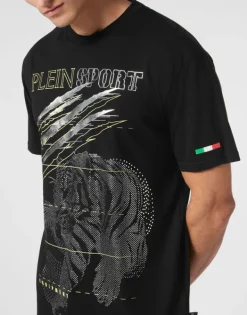 T-shirts^Plein Sport Cotton Dotted Lamina T-shirt Round Neck SS Tiger