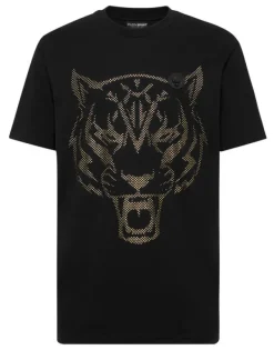 T-shirts^Plein Sport Cotton T-shirt Round Neck SS Lamina Tiger