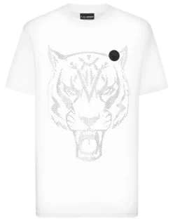 T-shirts^Plein Sport Cotton T-shirt Round Neck SS Lamina Tiger
