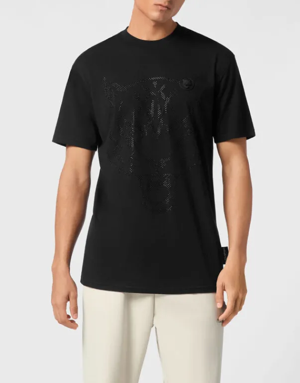 T-shirts^Plein Sport Cotton T-shirt Round Neck SS Lamina Tiger