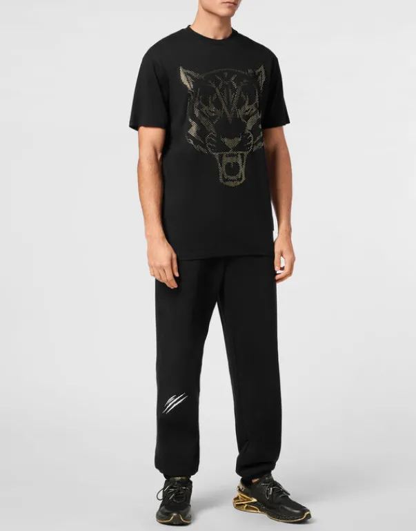 T-shirts^Plein Sport Cotton T-shirt Round Neck SS Lamina Tiger