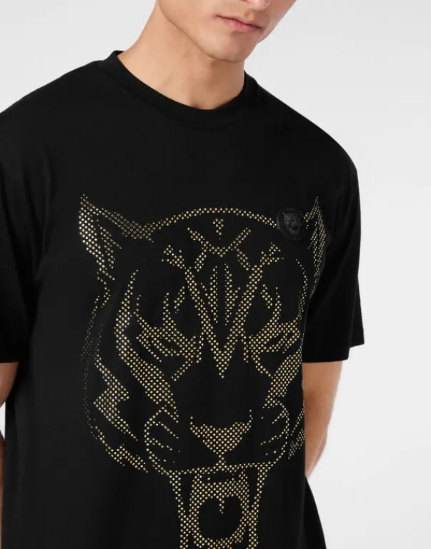 T-shirts^Plein Sport Cotton T-shirt Round Neck SS Lamina Tiger