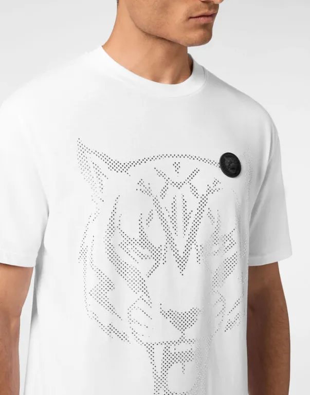 T-shirts^Plein Sport Cotton T-shirt Round Neck SS Lamina Tiger
