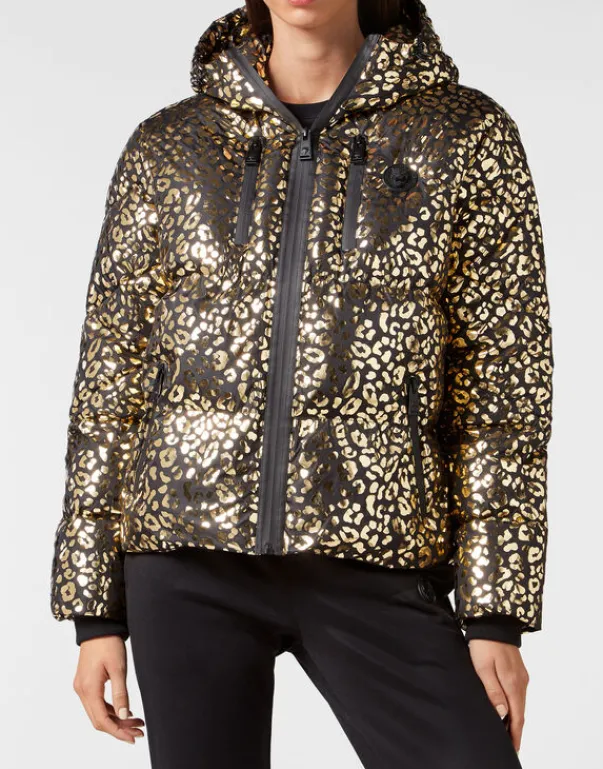 Giacche^Plein Sport Nylon Puffer Jacket Leopard