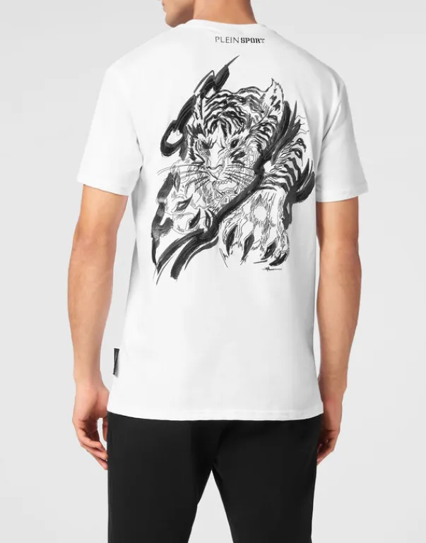 T-shirts^Plein Sport Cotton T-shirt Round Neck SS Tiger