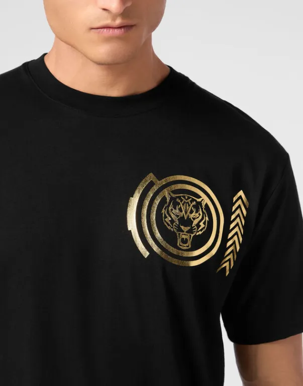 T-shirts^Plein Sport Cotton T-shirt Round Neck SS Lamina Tiger