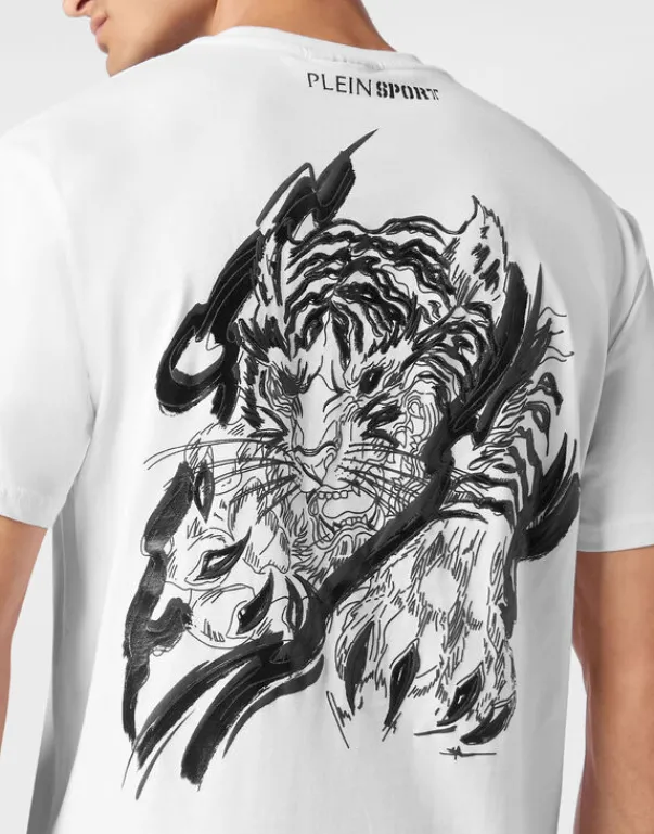 T-shirts^Plein Sport Cotton T-shirt Round Neck SS Tiger