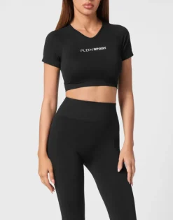 T-shirt & Polo^Plein Sport Seamless Cropped T-shirt V-Neck SS Logo