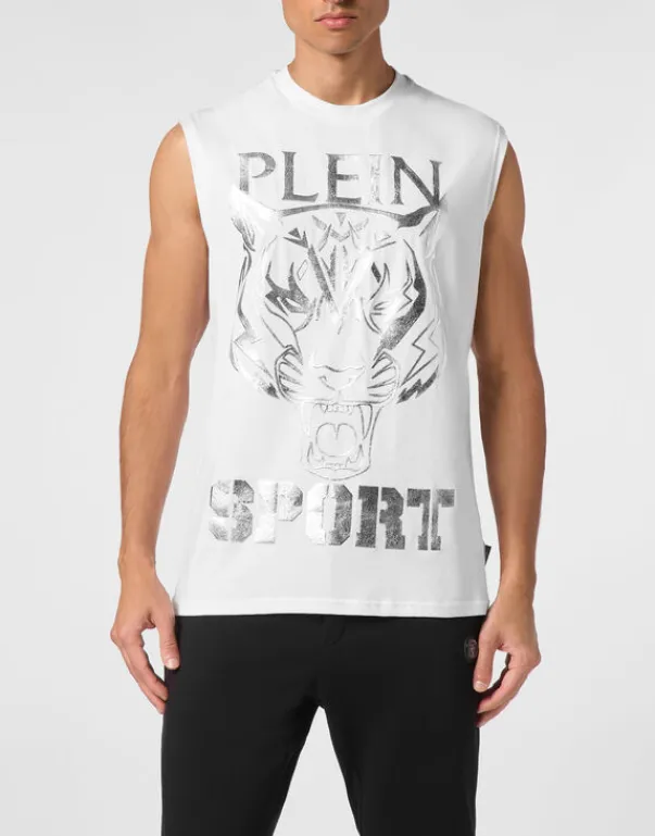 T-shirts^Plein Sport Sleeveless T-shirt Round Neck SS Tiger