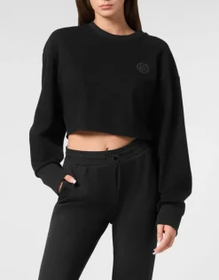 Abbigliamento Sportivo^Plein Sport Sponge Cropped Sweatshirt Round Neck LS